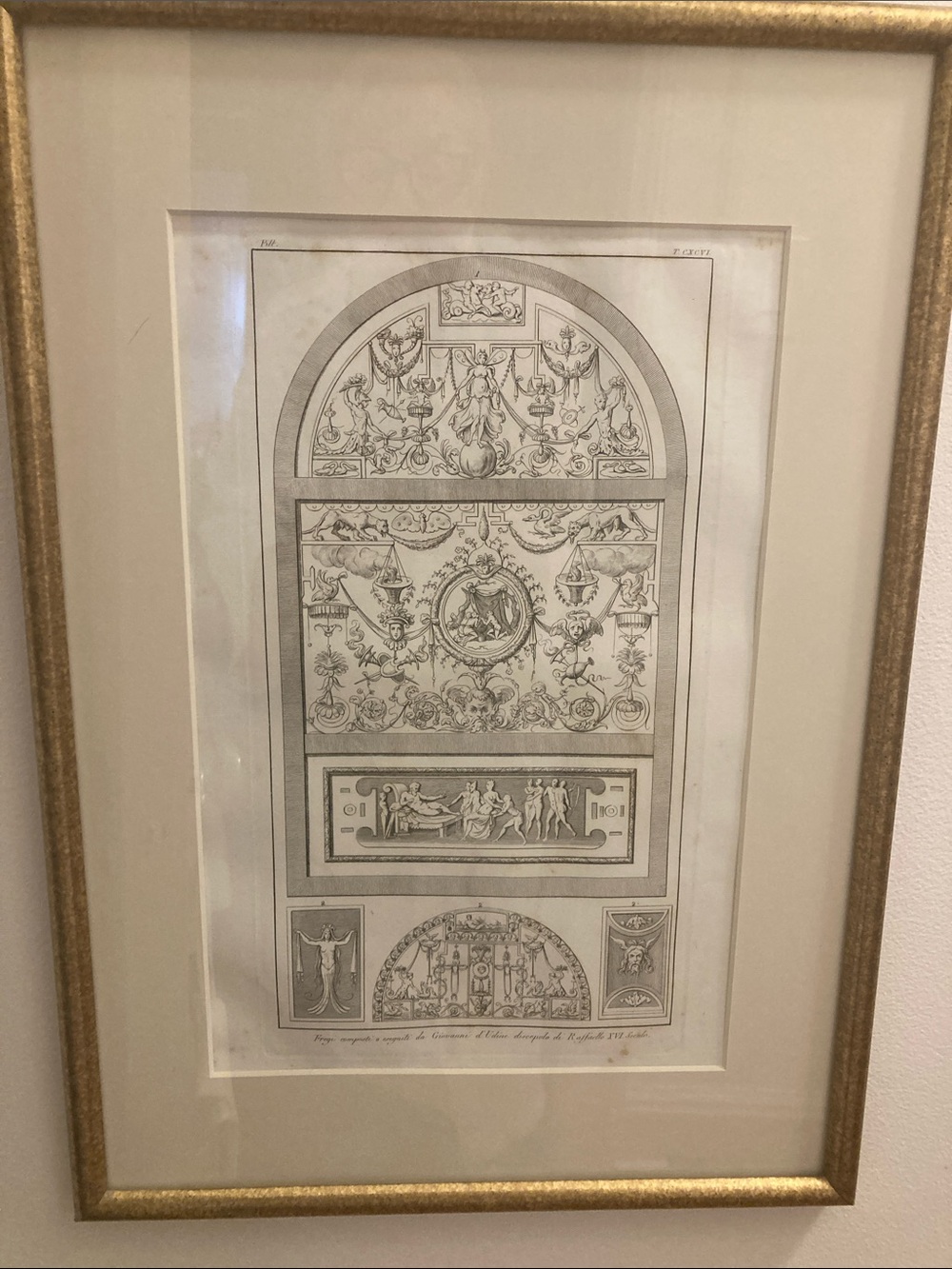 CA 1820 architectural engraving Italian original